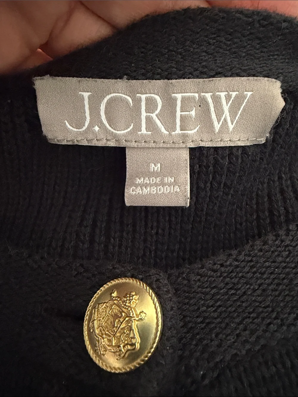 J. Crew Emilie Sweater Lady Jacket in Black Cotton Knit Size M